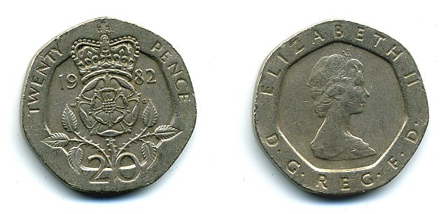 Великобритания 20 пенсов 1982 Елизавета II (1952-2022) KM 931, Spink 4230 (G1) медно-никель 4110-954