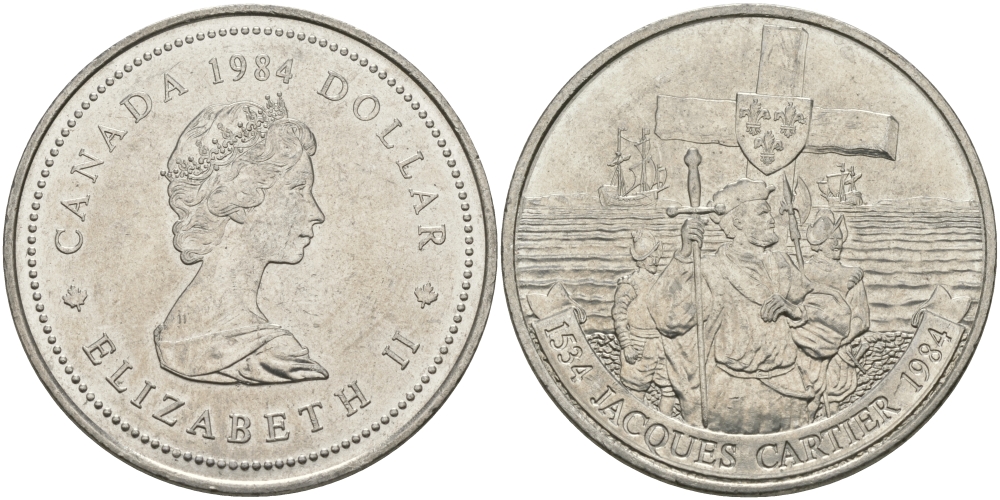 Канада 1 доллар 1984 Жак Картье KM 141 никель UNC 97-214