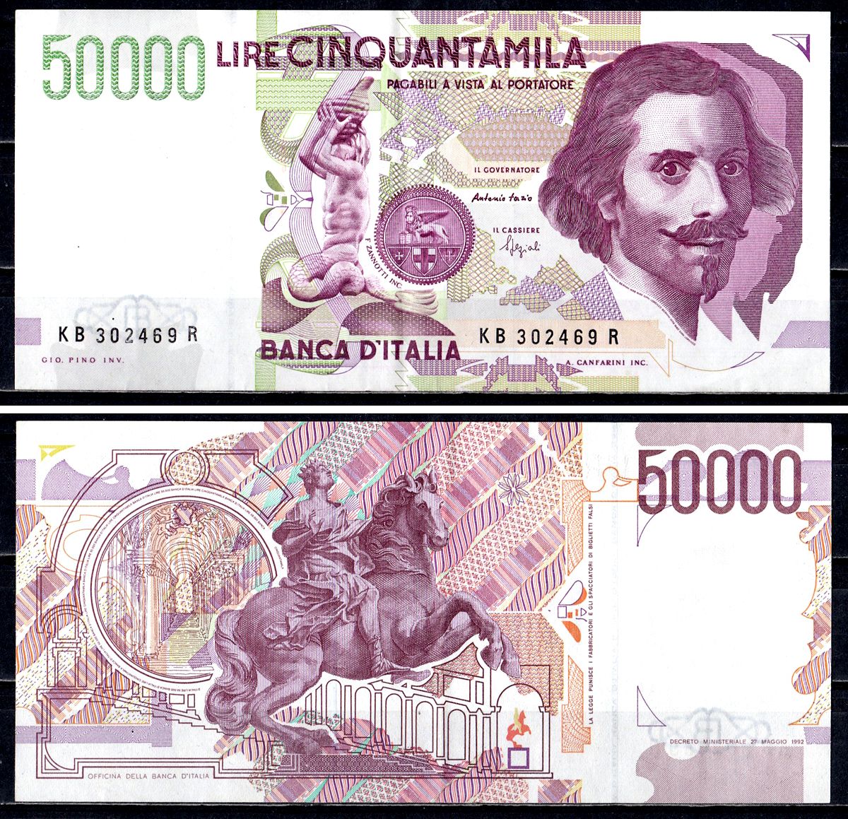 Италия 50000 лир 1984 Джованни Бернини Pick 116 b бумага 7554-14-3-2