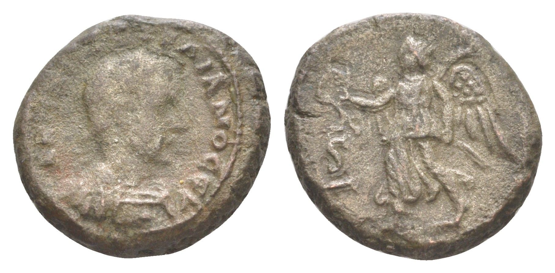 Римская Империя, Провинция Египет тетрадрахма 242-243 Гордиан III, бюст императора/Нике, Александрия, (из старой нидерландской коллекции) Dattari 4749 биллон 1100-9-44