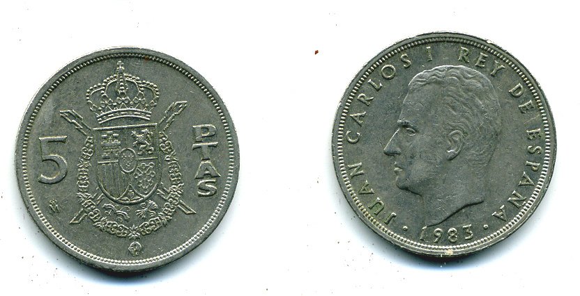Испания 5 песет 1983 Хуан Карлос I (1975-2014) KM 823 медно-никель 51-4526