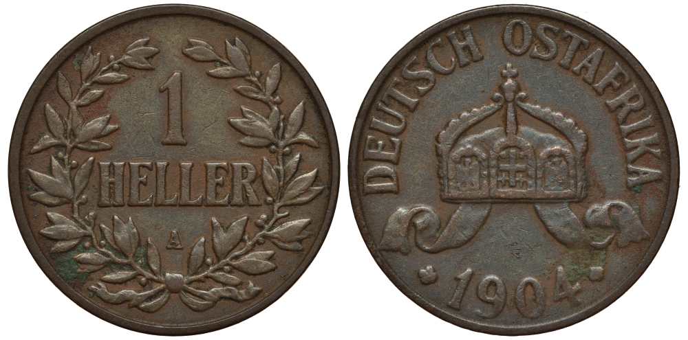 НЕМЕЦКАЯ АФРИКА 1 ГЕЛЛЕР 1904 А медь 413-3632