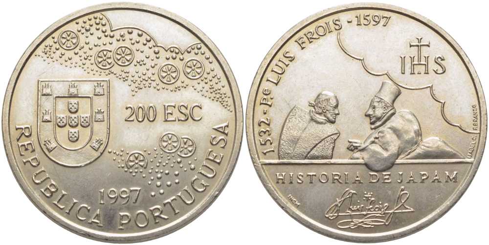 Португалия 200 эскудо 1997 400 лет со дня смерти Луиса Фройса KM 698 медно-никель UNC 107-1012