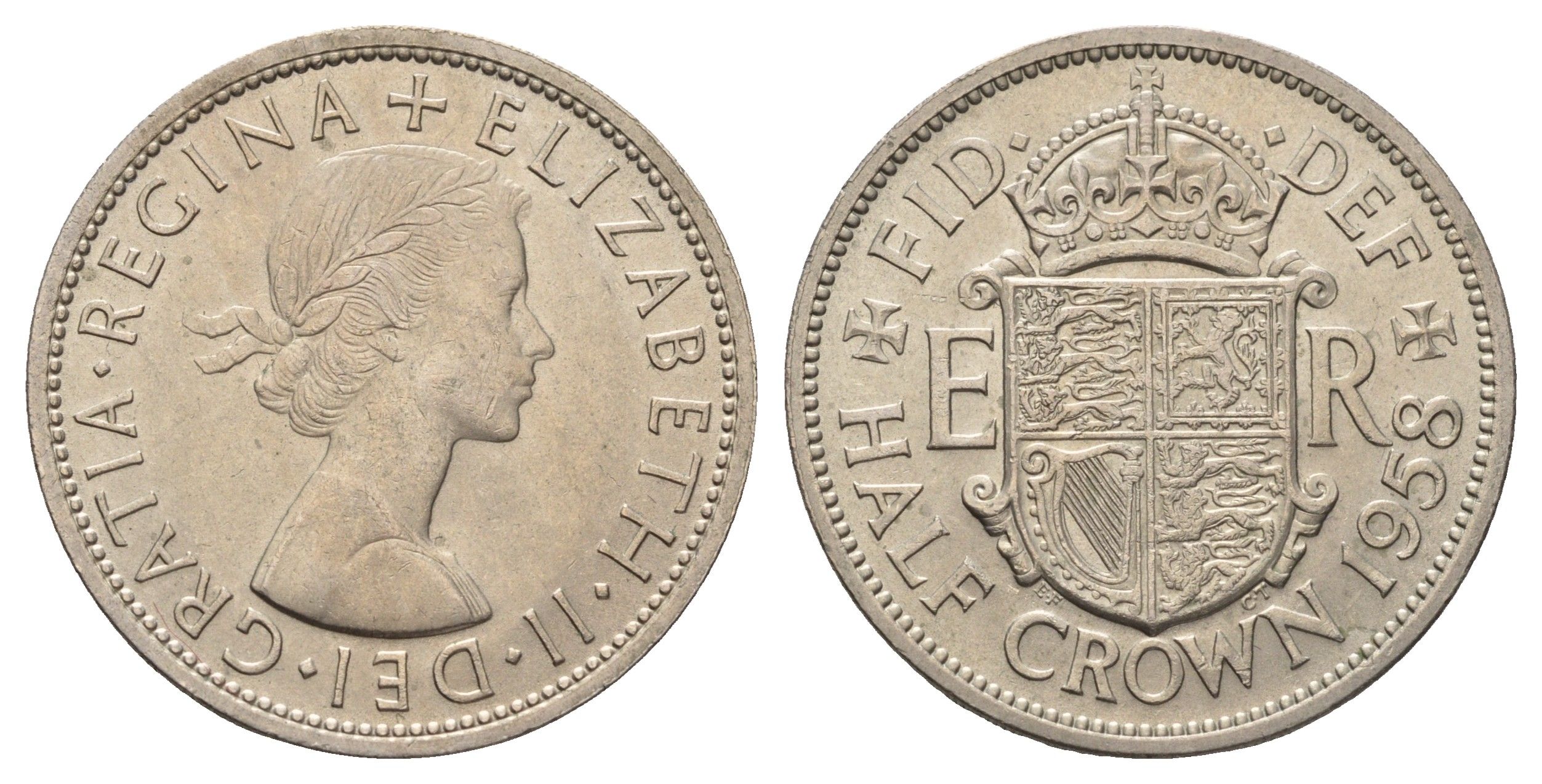 Великобритания 1/2 кроны 1958 Елизавета II (1952-2022) KM 907, Spink 4145 медно-никель aUNC 51-1434
