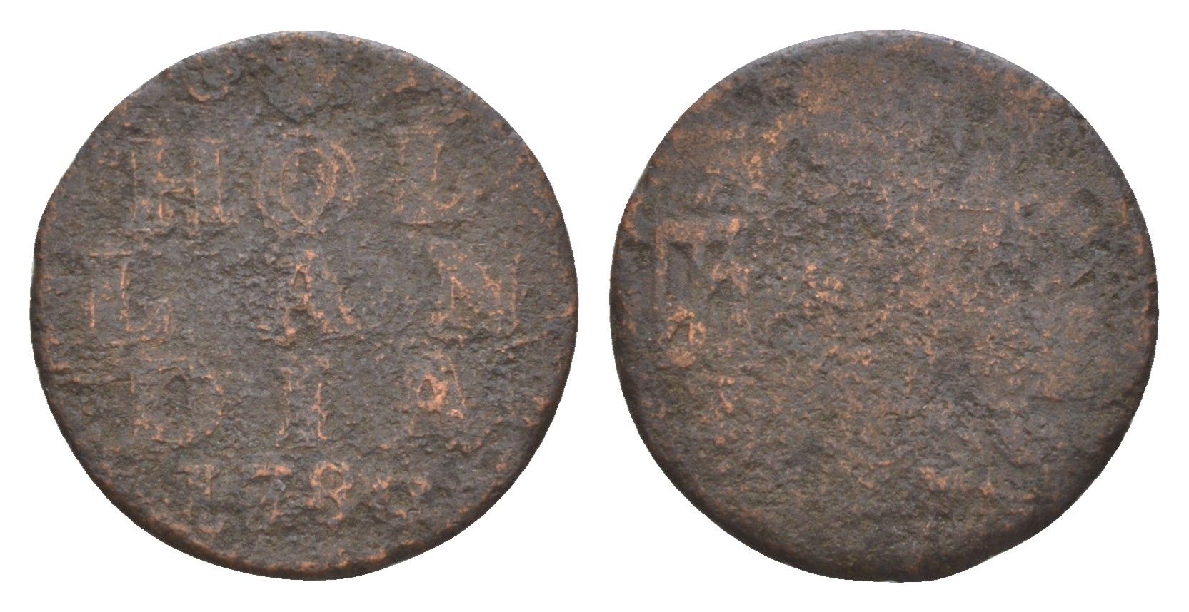 Нидерланды, Голландская республика, Голландия 1 дуит 1780 KM 80 медь 4659-158