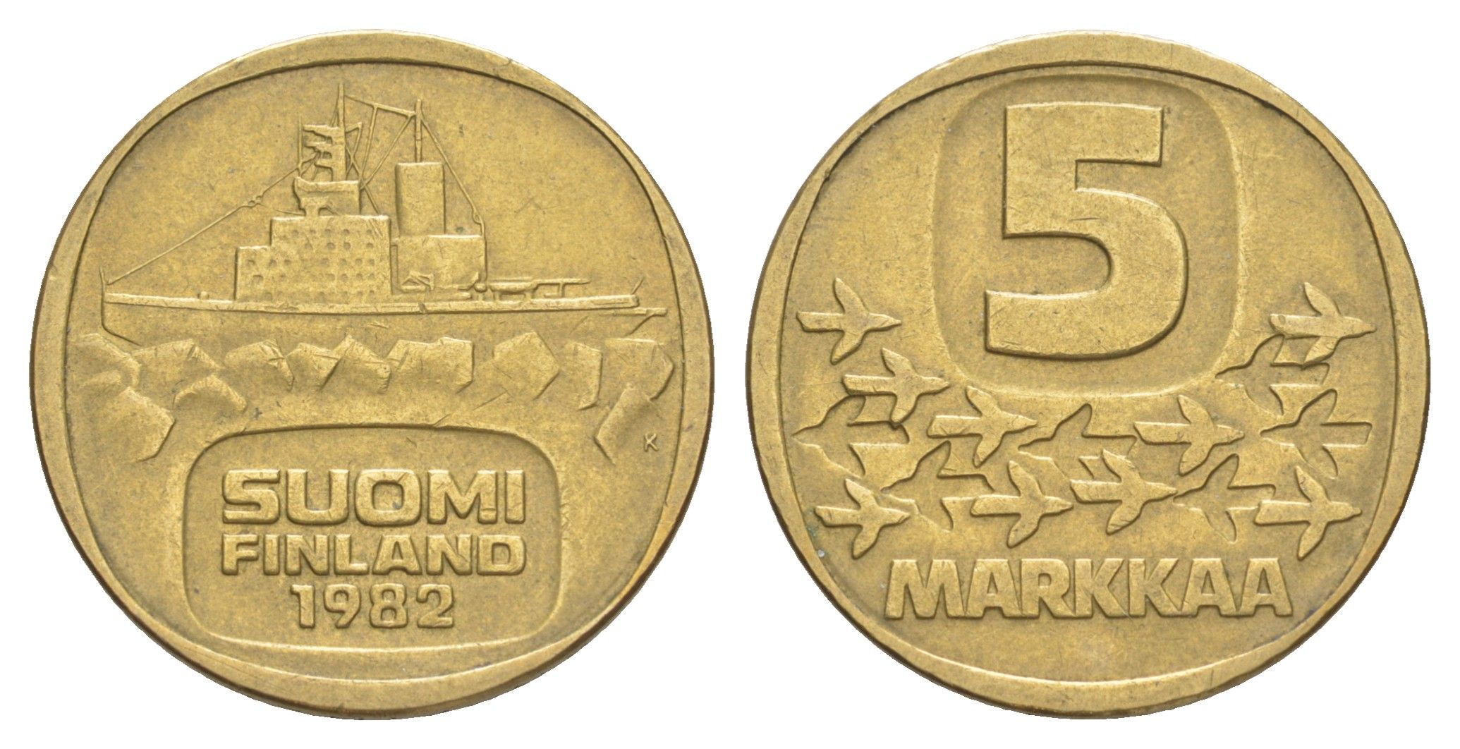 Финляндия 5 марок 1982 KM 57 алюминиевая бронза 4648-625