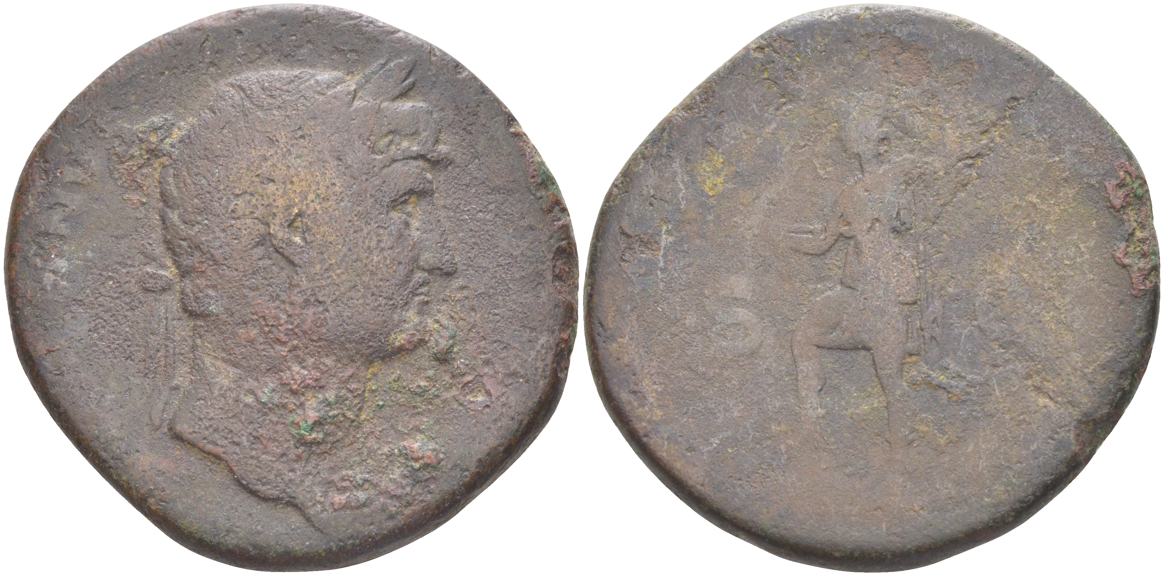 Римская Империя сестерций 125 - 128 Адриан, бюст императора, HADRIANVS AVGVSTVS / Рома, COS III, Рим RIC 638 бронза 1073-2-5-1