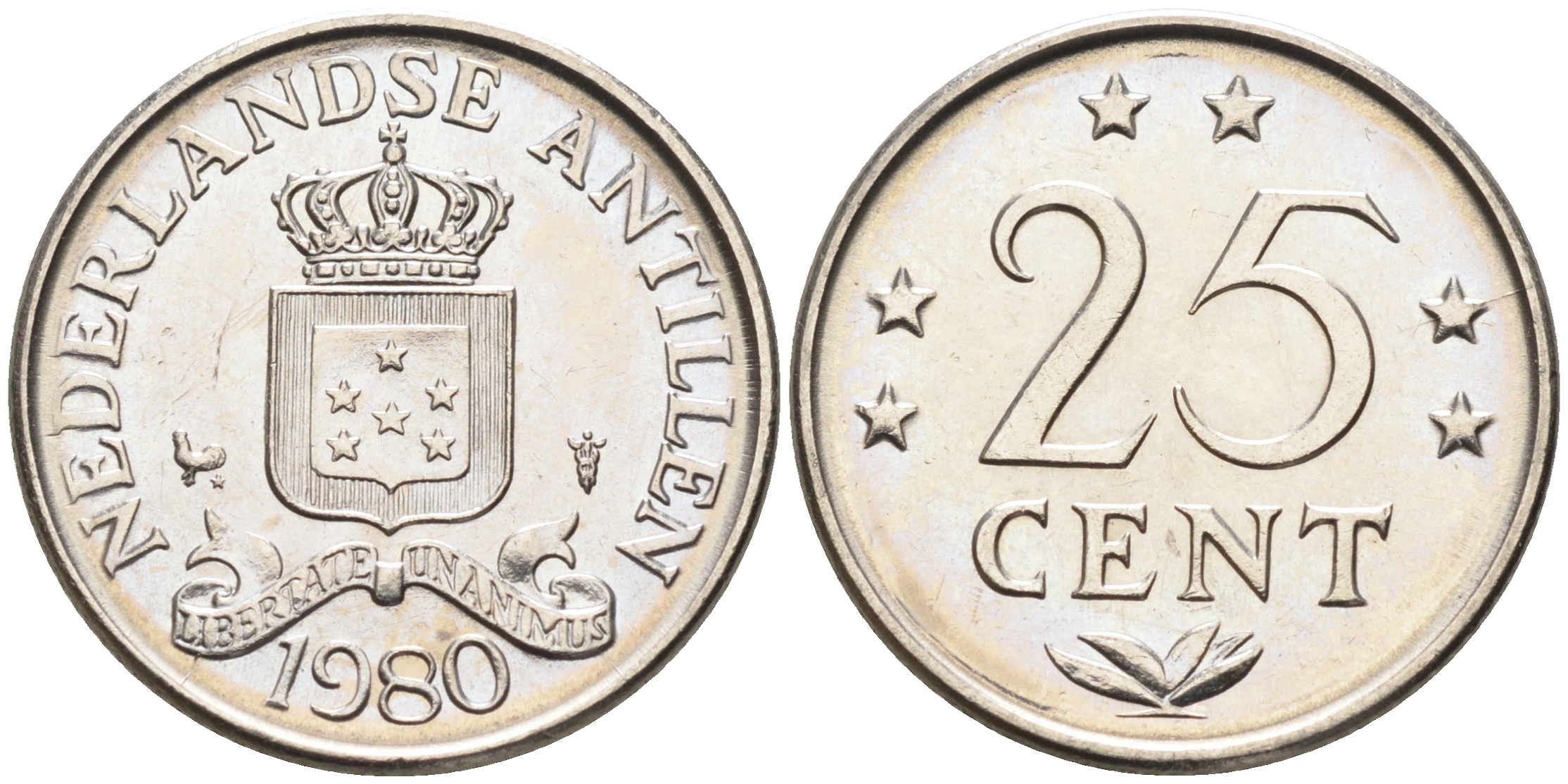 Нидерландские Антилы 25 центов 1980 Юлиана (1948-1980) KM 11 никель 4169-412