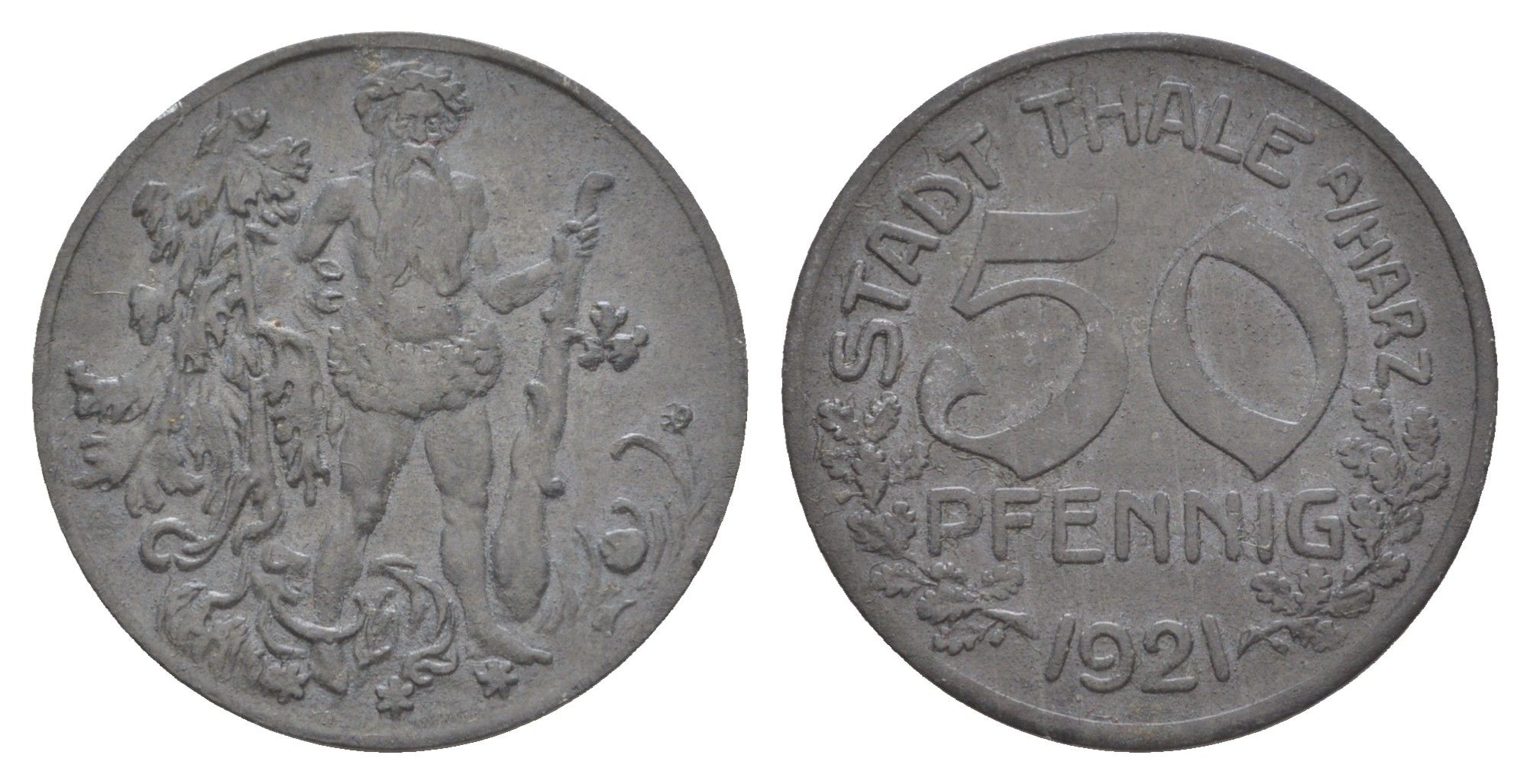 Тале 50 пфеннигов 1921 Funck 537.7, Men18 31182.1 цинк 1528-241