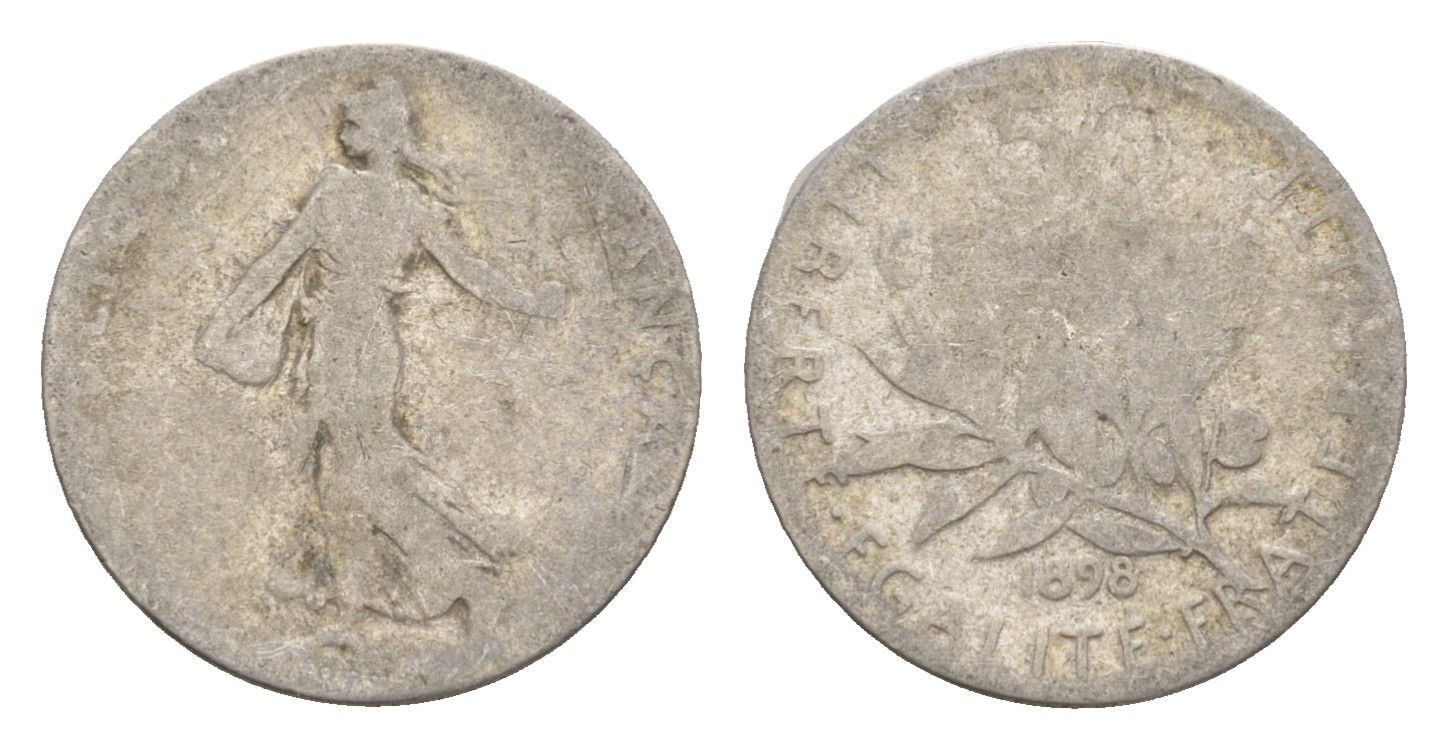 Франция 50 сантимов 1898 KM 854 серебро 4655-629