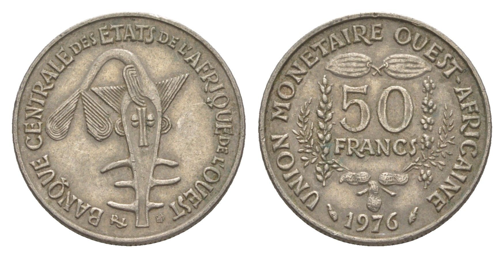 Западная Африка (BCEAO) 50 франков 1976 KM 6 медно-никель 4514-1011