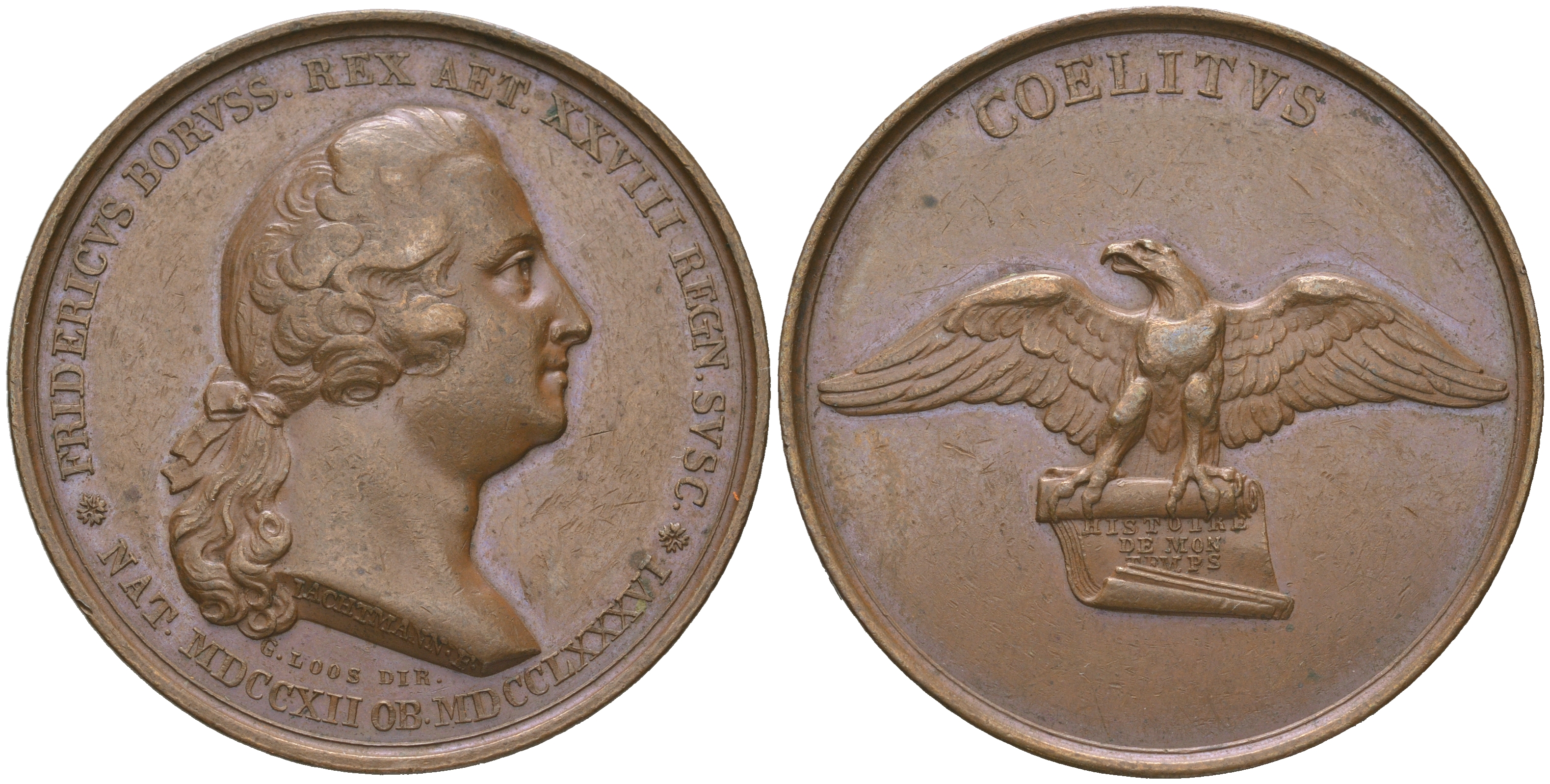 Пруссия медаль 1840 в память короля Фридриха II, 38,06 гр., 41,3 мм. Marienburg 3210. Slg. Henckel 1835, Wurzbach 2838 бронза    00-804-56