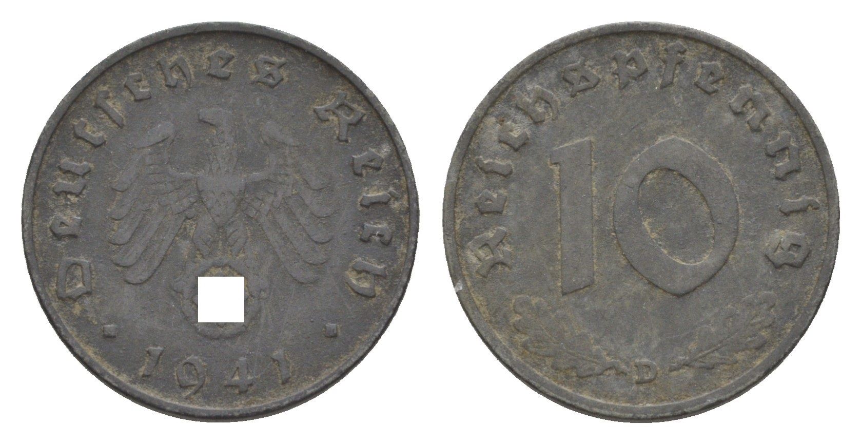 Германия 10 рейхспфеннигов 1941 D KM 101, J. 371 цинк 4615-239