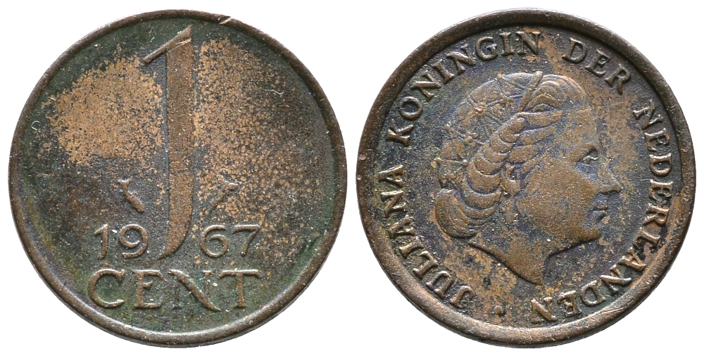 НИДЕРЛАНДЫ 1 ЦЕНТ 1967 ЮЛИАНА KM 180 бронза 83-968