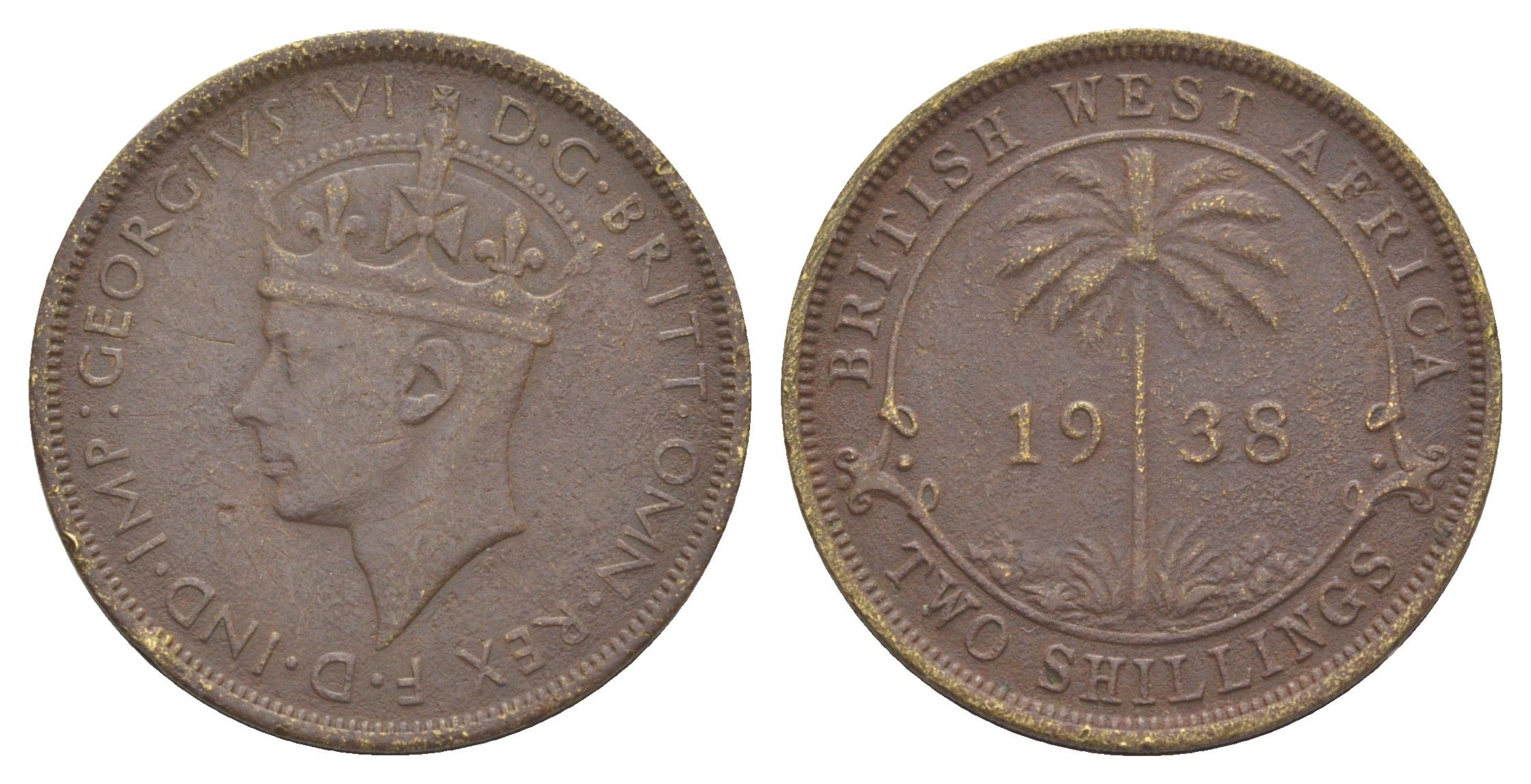 Британская Западная Африка 2 шиллинга 1938 KM 24 никель латунь 4589-532