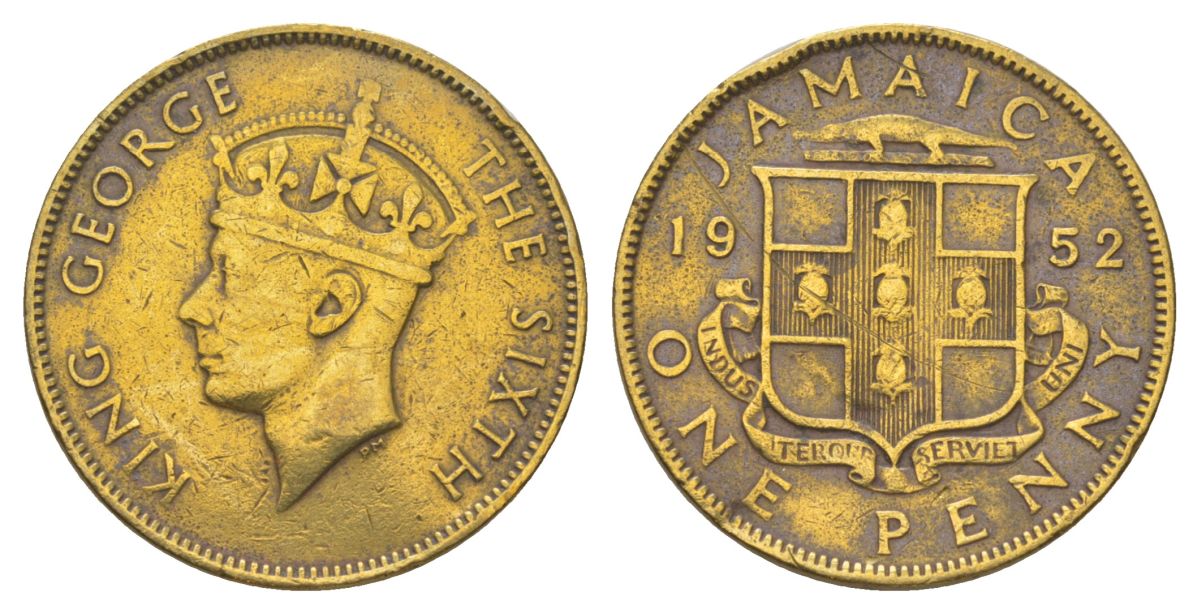 Ямайка 1 пенни 1952 KM 35 никель латунь 4628-615