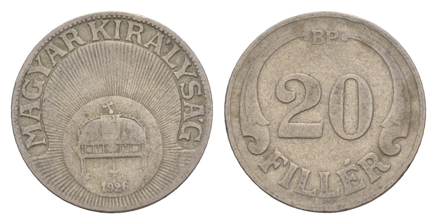 Венгрия 20 филлеров 1926 BP KM 508 медно-никель 4658-531