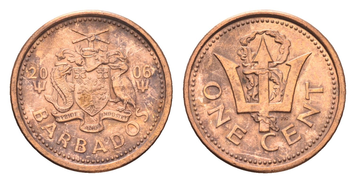 Барбадос 1 цент 2006 KM 10a цинк плакированный медью 4664-646