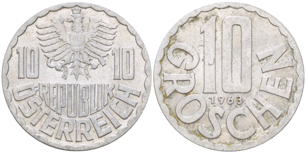 Австрия 10 грошей 1968 KM 2878 алюминий 3457-1263