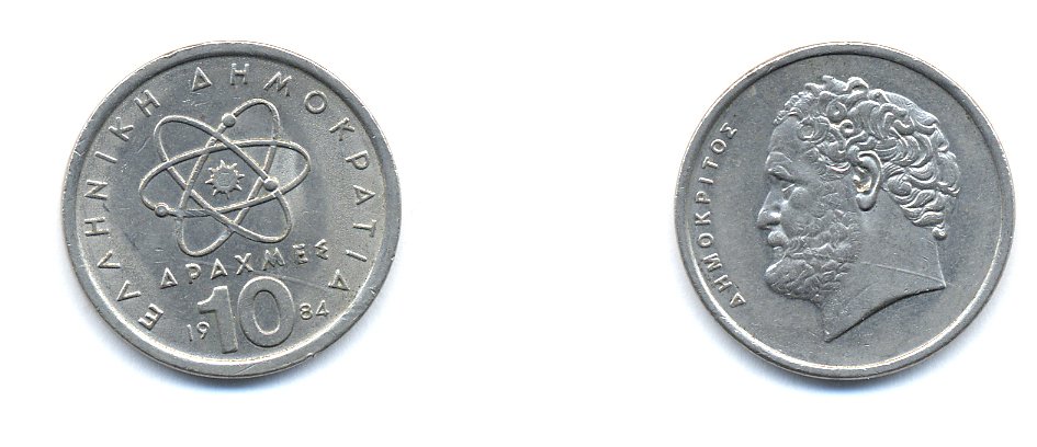 Греция 10 драхм 1988 Демокрит KM 132 медно-никель 4379-1322