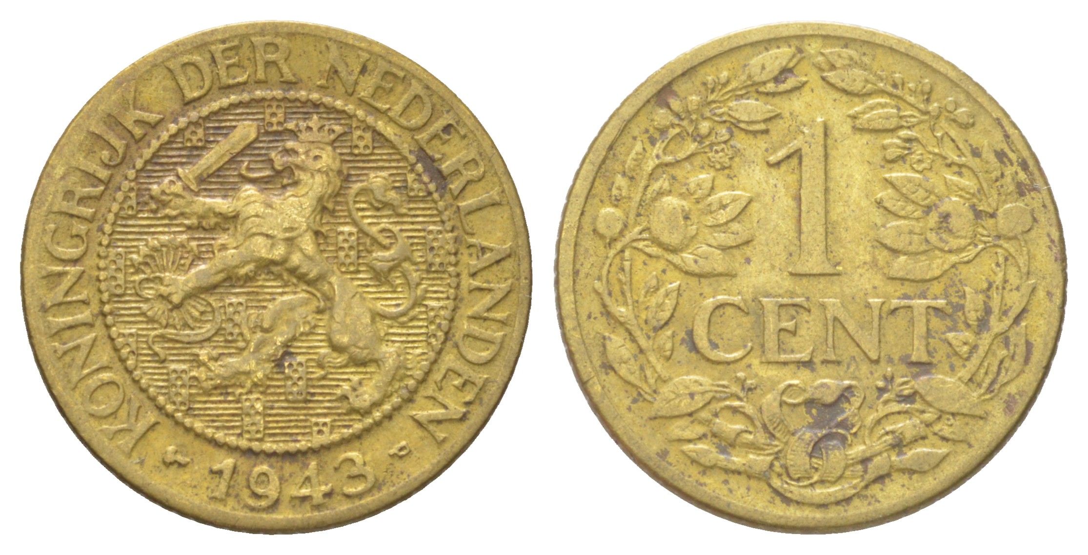 Суринам 1 цент 1943 KM 10 латунь 4625-354