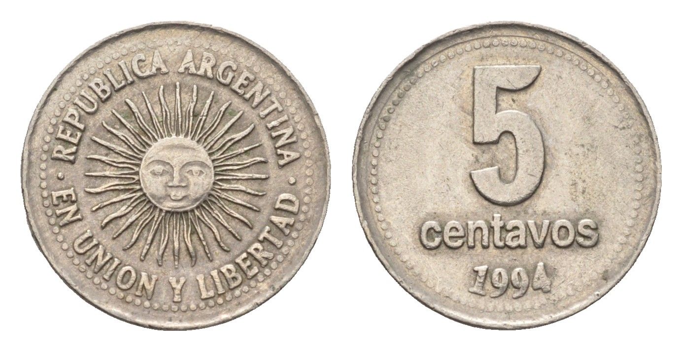 Аргентина 5 сентаво 1995 KM 109a медно-никель 4664-539