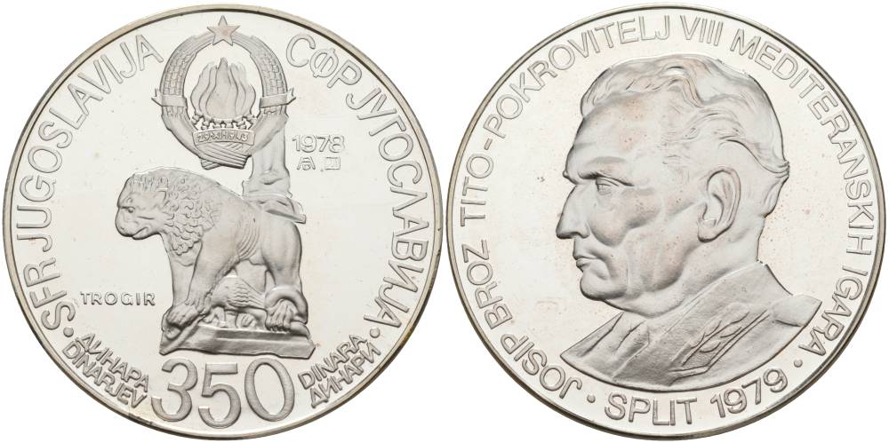 ЮГОСЛАВИЯ 350 ДИНАРОВ 1978 БРОЗ ТИТО, ТИРАЖ 24000 ЭКЗ. KM 70 серебро PROOF 00-00