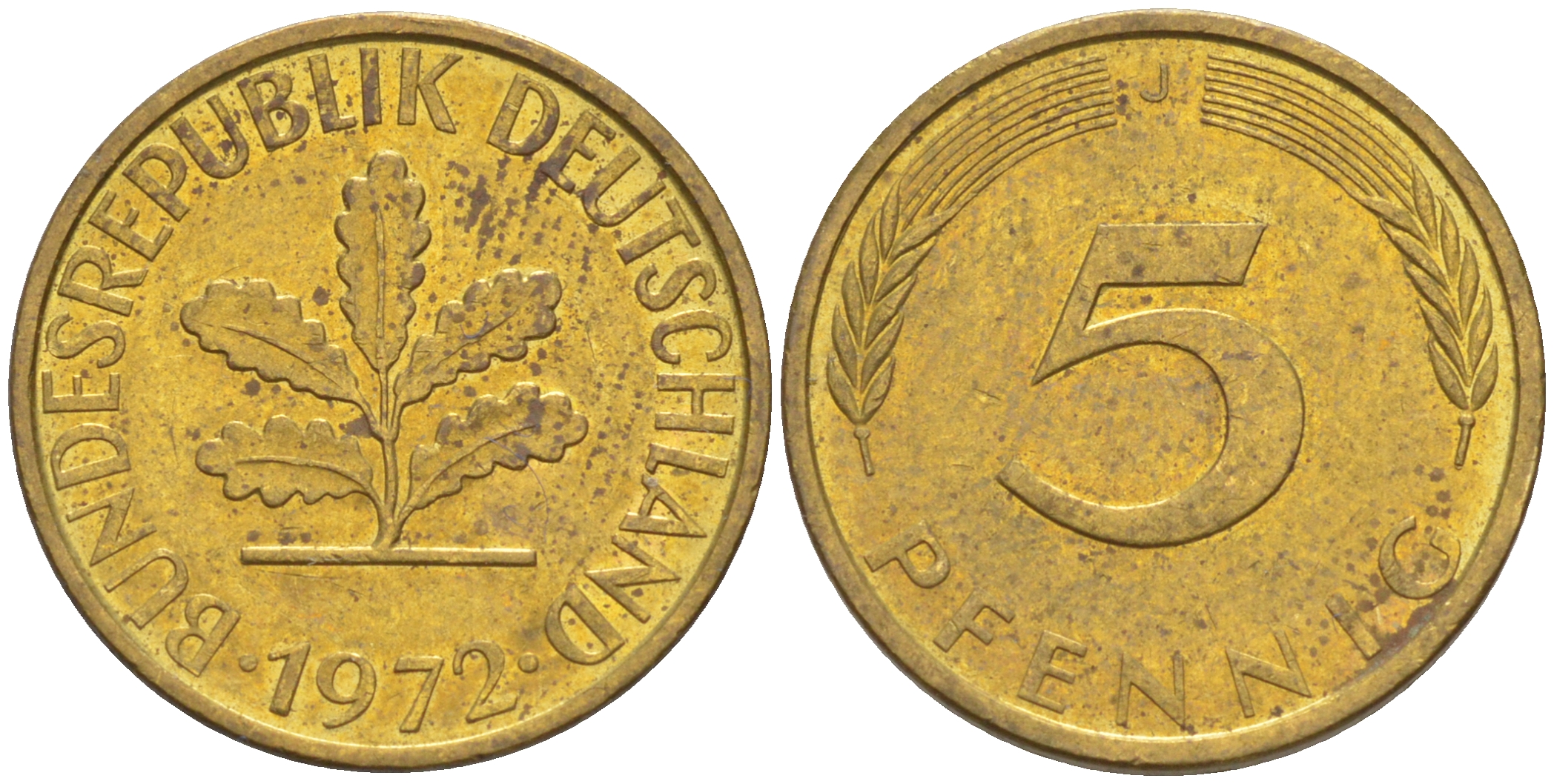 ФРГ 5 пфеннигов 1972 J KM 107, J. 382 сталь плакированная латунью 4514-742