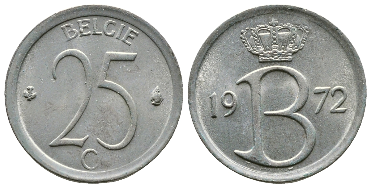 БЕЛЬГИЯ 25 САНТИМОВ 1972 BELGIE KM 154.1 медно-никель 4110-1616