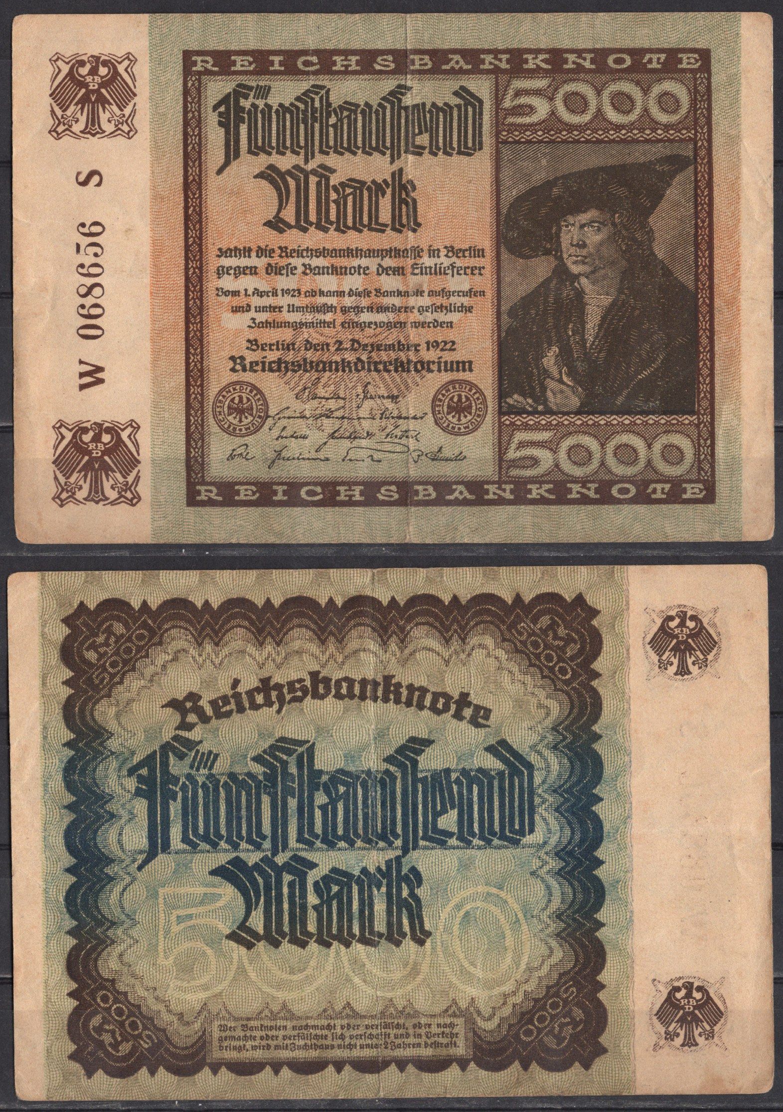 Германия 5000 марок 1922 Pick 81 a бумага 2192-47-3-1