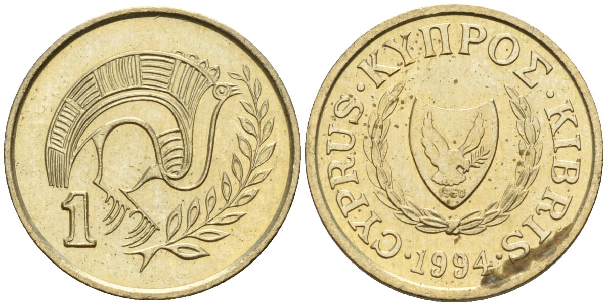 Кипр 1 цент 1994 KM 53.3 никель латунь 4174-1156