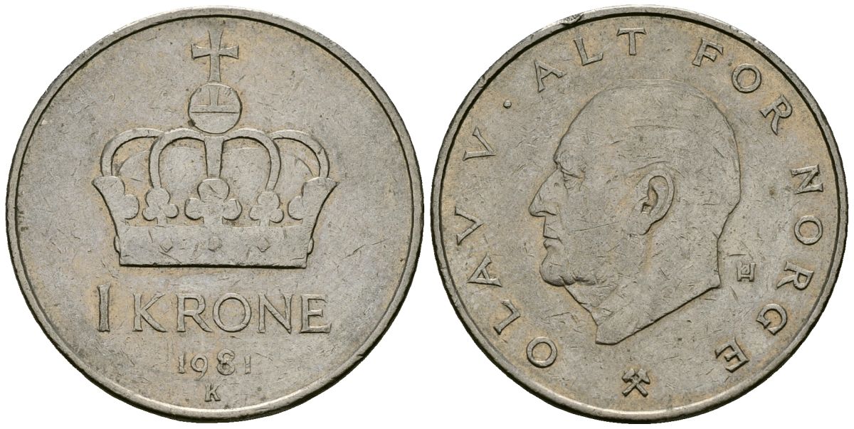 Норвегия 1 крона 1981 Улаф V (1958-1991) KM 419 медно-никель 4389-811