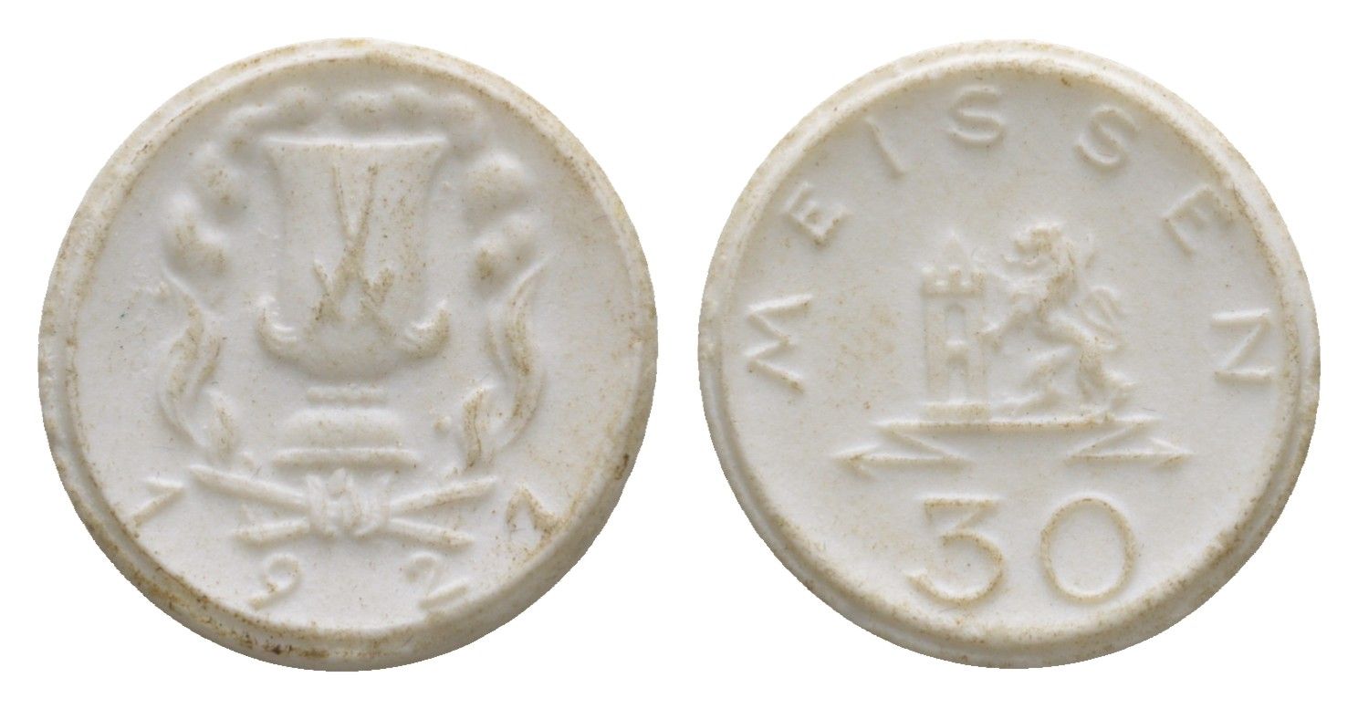 Майсен 30 пфеннигов 1921 Men05 16521.3, Scheuch 168a фарфор 1094-9-73