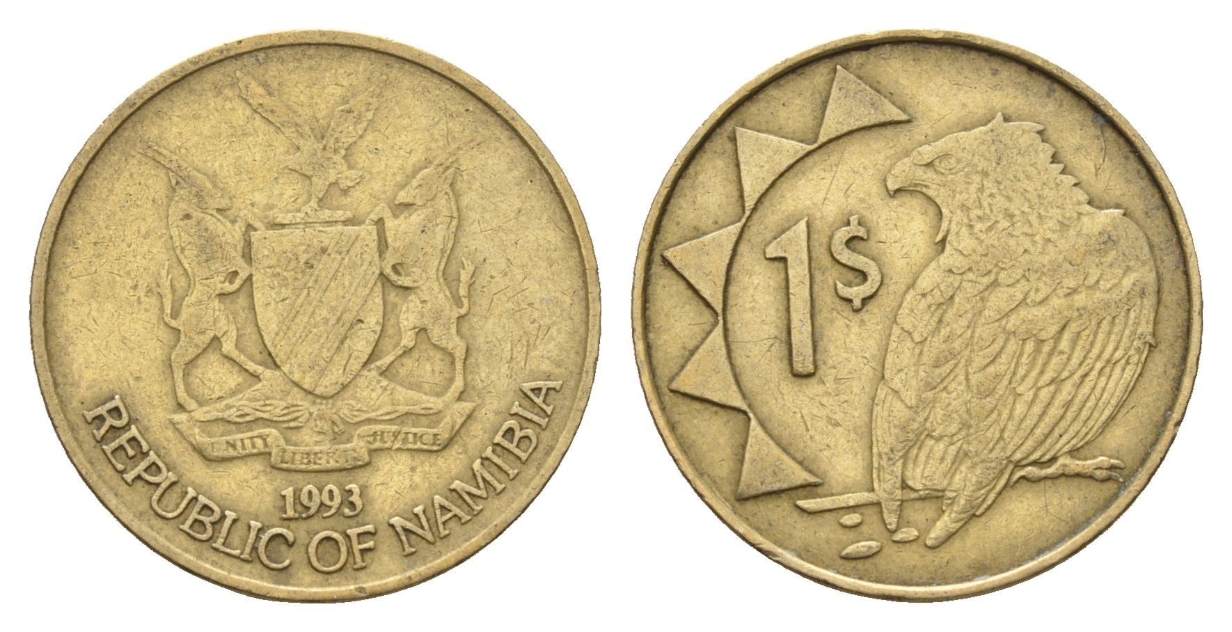 Намибия 1 доллар 1993 KM 4 латунь 4673-1223