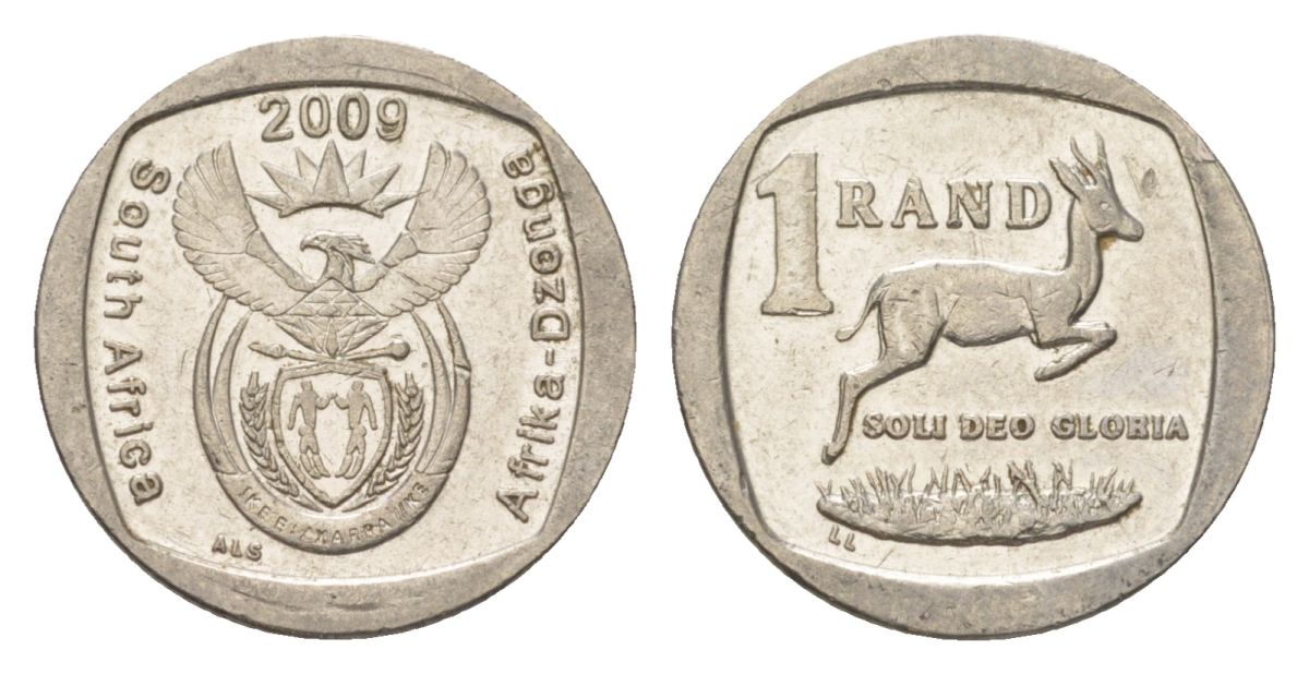 ЮАР 1 ранд 2009 KM 468 медь плакированная никелем 4627-538