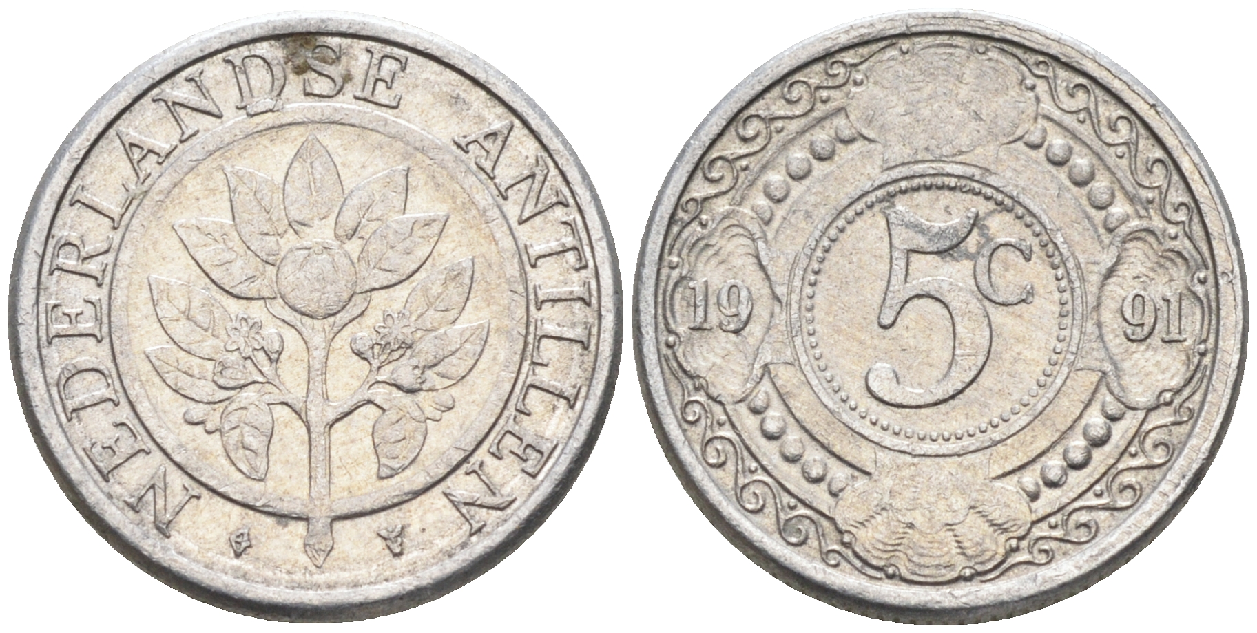 Нидерландские Антилы 5 центов 1991 Беатрикс (1980-2013) KM 33 алюминий 4169-335