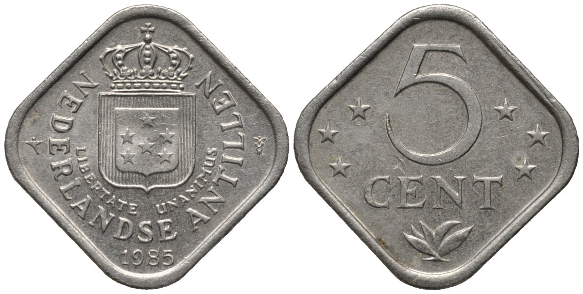 Нидерландские Антилы 5 центов 1985 Беатрикс (1980-2013) KM 13 медно-никель 4576-1249