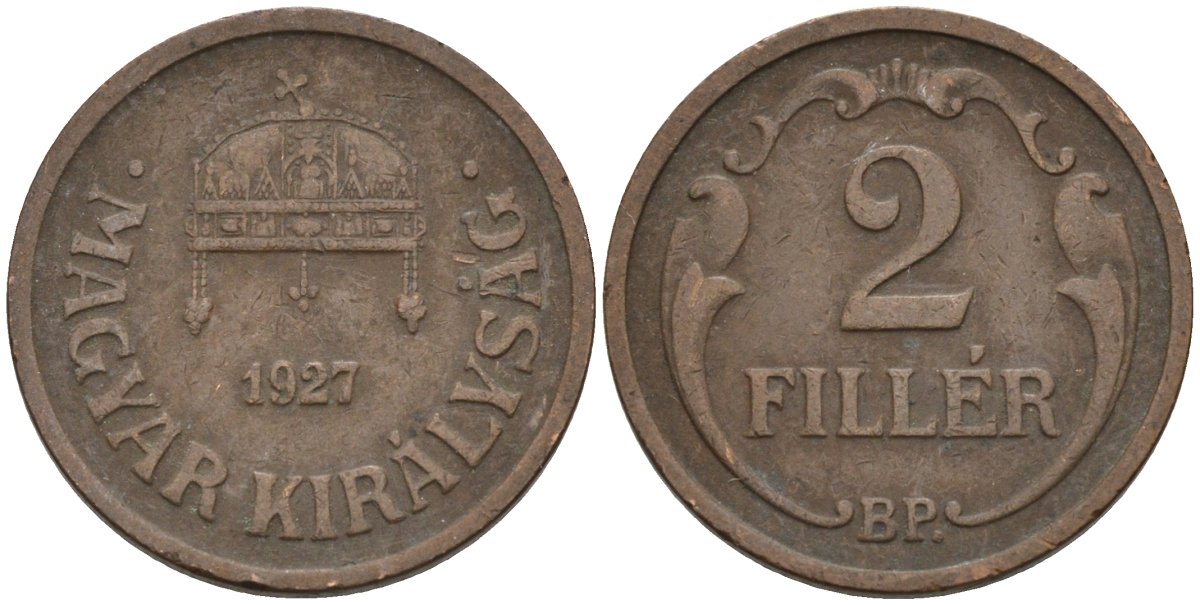 Венгрия 2 филлера 1927 BP KM 506 бронза 4115-1114