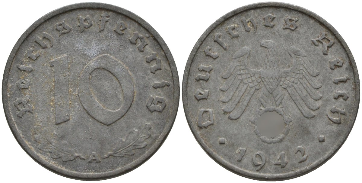 Германия 10 рейхспфеннигов 1942 A KM 101, J.371 цинк 4151-166