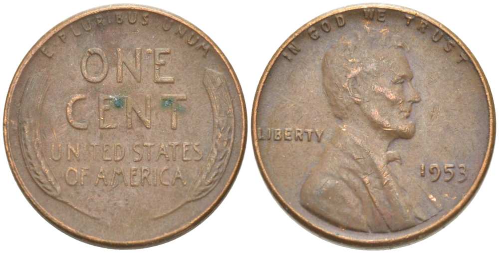 США 1 ЦЕНТ 1953 ЛИНКОЛЬН KM А132 медь цинк 218-1011