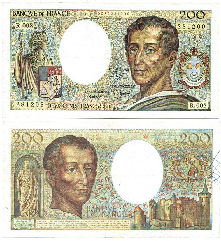 ФРАНЦИЯ 200 ФРАНКОВ 1981 Pick 155а бумага 7217-39-2