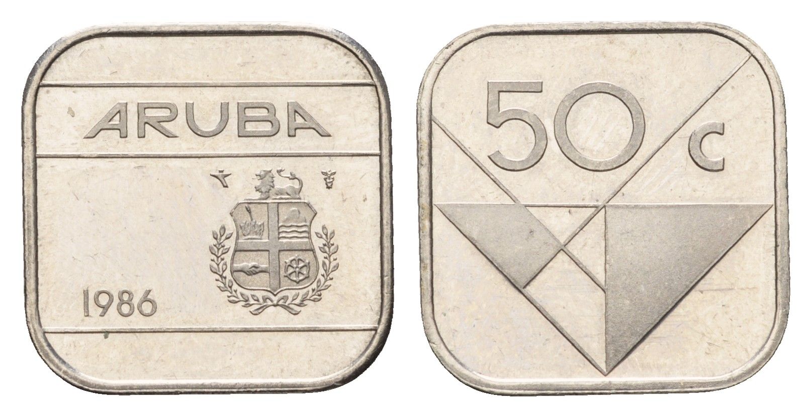 Аруба 50 центов 1986 Беатрикс (1980-2013) KM 4 сталь плакированная никелем aUNC 75-1012