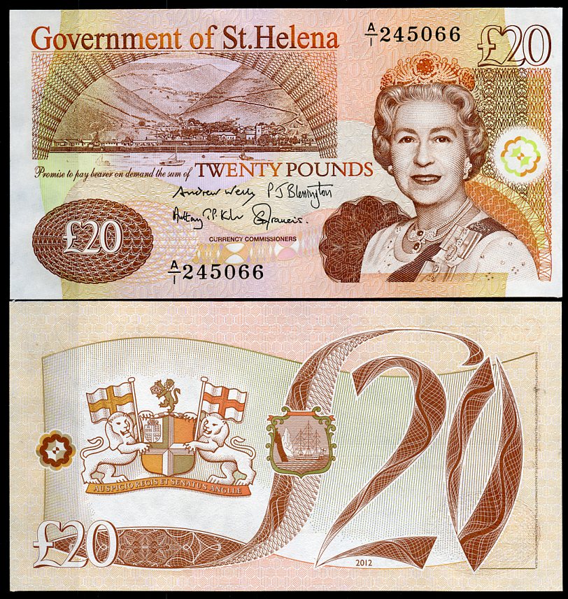 Остров Святой Елены 20 фунтов 2012 Елизавета II (1952-2022), Джеймстаун Pick 13 b бумага UNC (пресс)   451-716-2