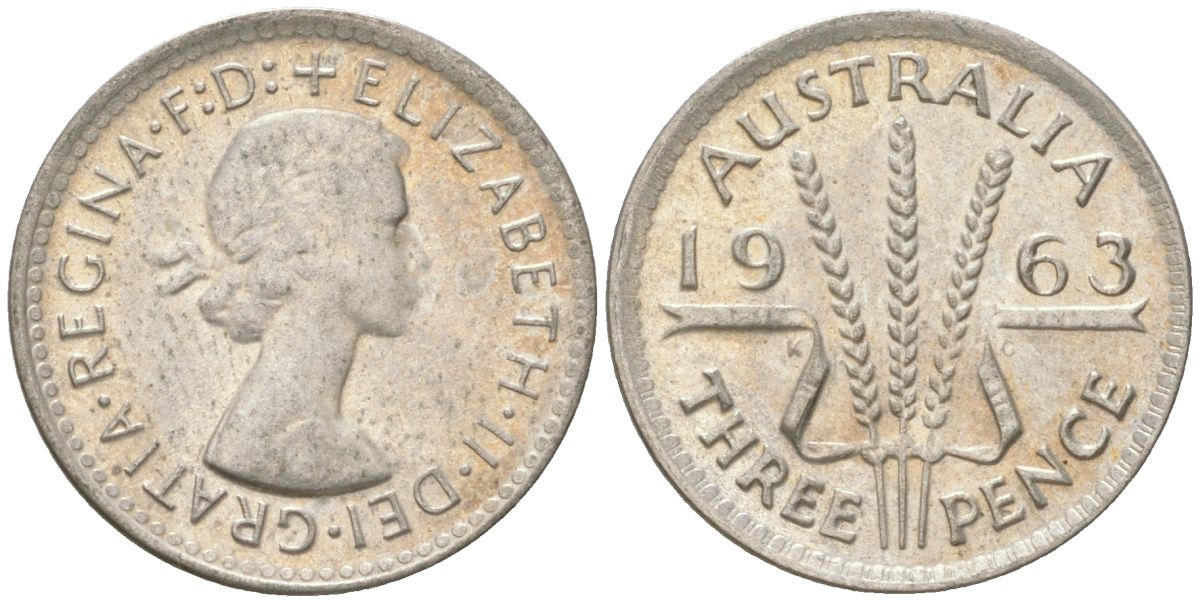 Австралия 3 пенса 1963 Елизавета II (1952-2022) KM 57 серебро 4623-132