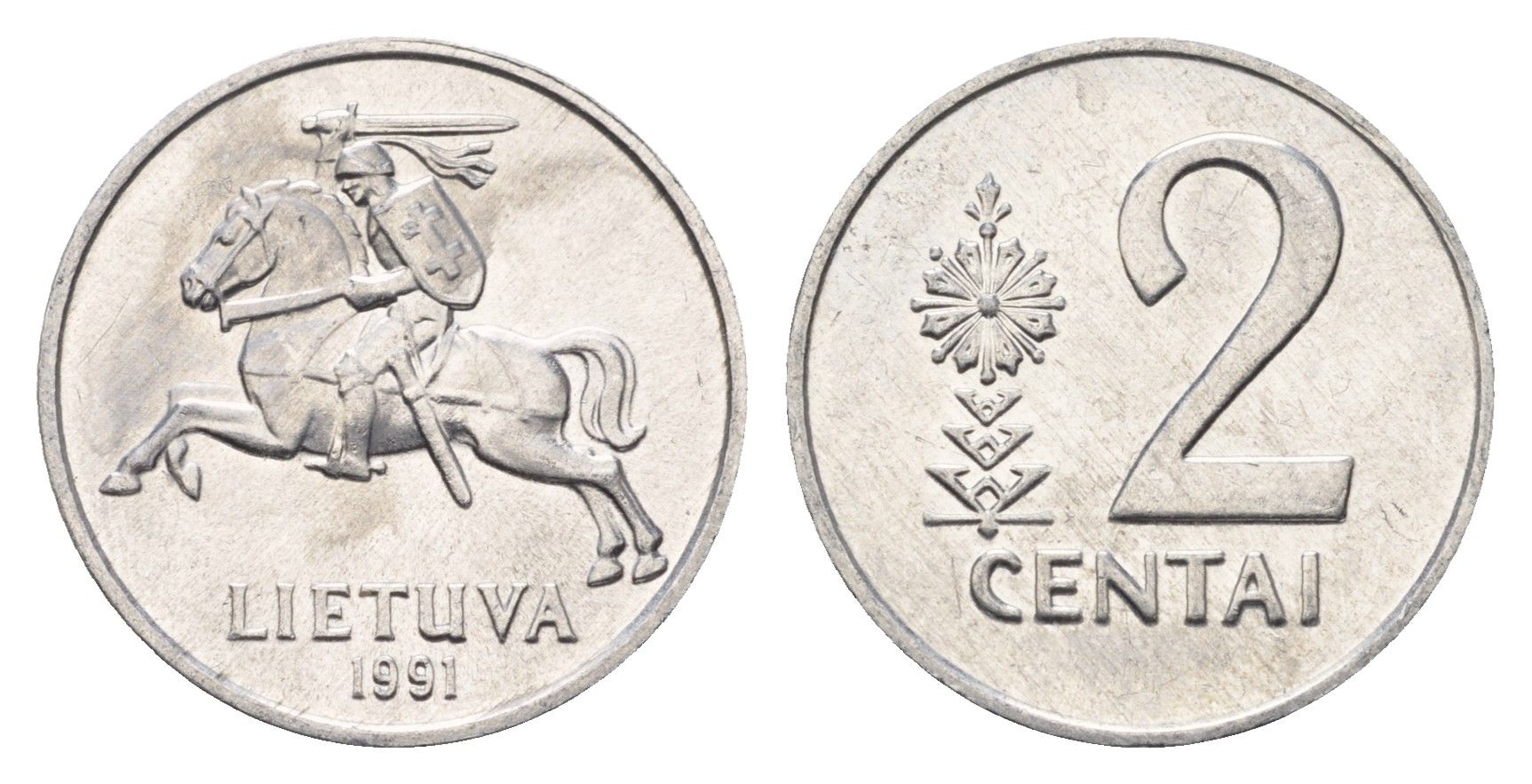 Литва 2 цента (сента) 1991 год-тип KM 86 алюминий UNC 4689-1035