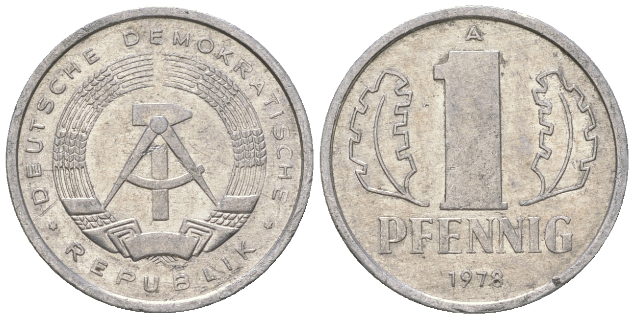 ГДР 1 пфенниг 1978 А KM 8.2 алюминий 4623-342