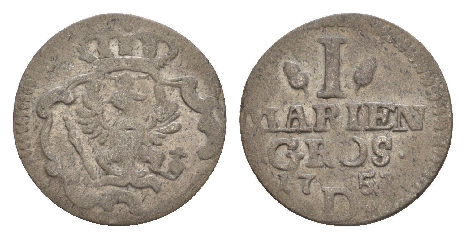 Восточная Фрисландия (Фризия) 1 мариенгрош 1753 D KM 215 серебро 1515-2125