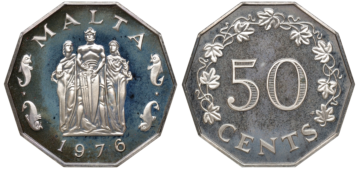 Мальта набор из 9 монет 1976 в оригинальной коробке с сертификатом KM PS2 PROOF 7-7-15