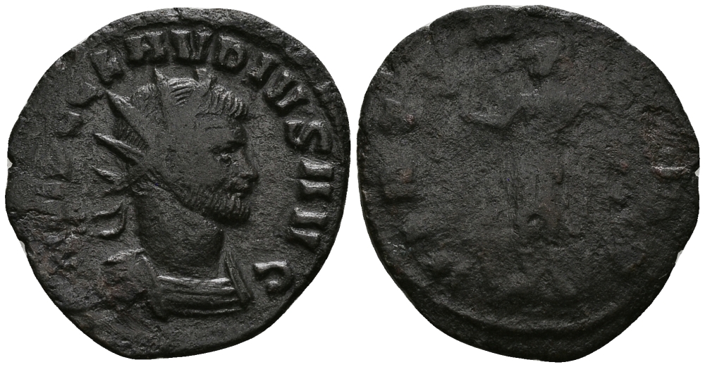 Римская Империя антониниан 268 - 270 Клавдий Готский VIRTVS AVG Рим Very fine RIC 109 бронза 1073-6-95