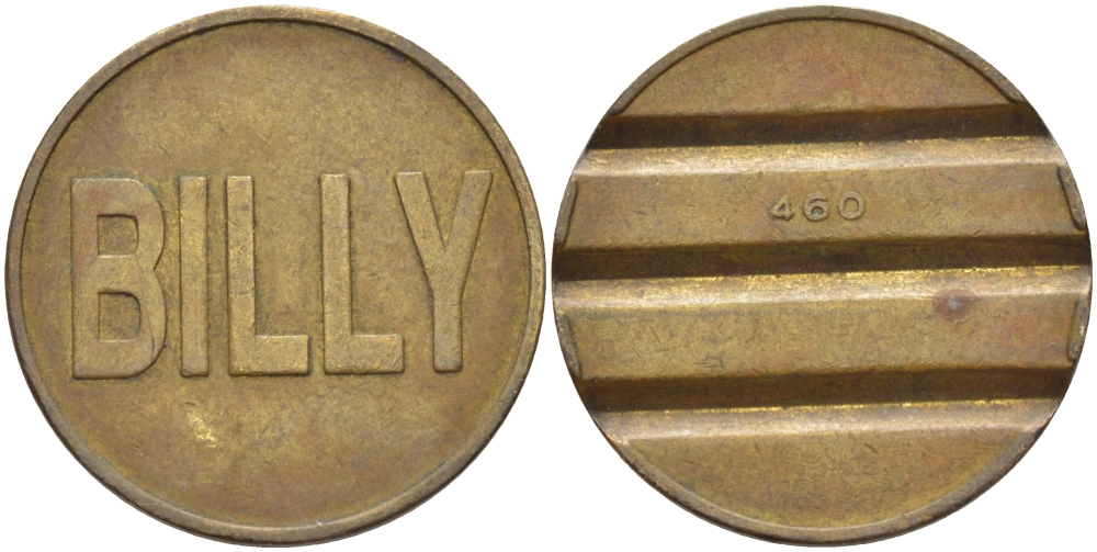 ЕВРОПА ПЛАТЕЖНЫЙ ЖЕТОН ND BILLY, ДИАМЕТР 24 мм. желтый металл 31-812